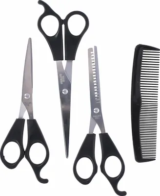 Produktbild von HAARSCHNEIDE SET 4-teilig aus Edelstahl Modellierscher Friseurscheren Haarschere Effilierschere Haarschere Kamm Friseurschere Schere Scissors 18