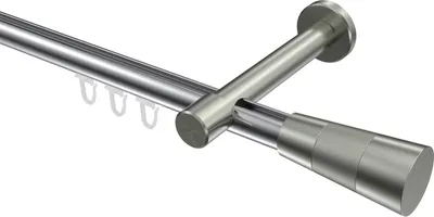 Produktbild von Interdeco Innenlaufstange / Gardinenstange mit Innenlauf Chrom / Edelstahl-Optik, Typ Prestige Tanara (Konus), 20 mm Ø 1-läufig, 400 cm