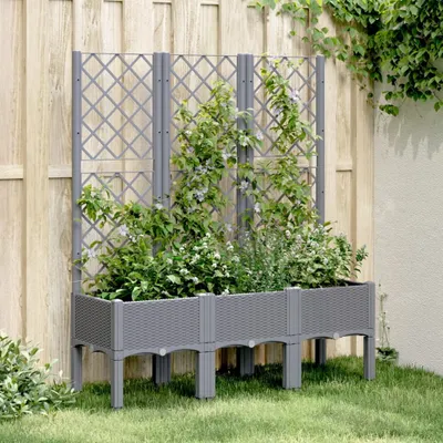Immagine prodotto di Maison Exclusive - Vaso da fiori con griglia rampicante blu-grigio 120x40x142 cm PP