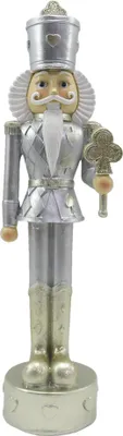 Obrázek produktu pro Clayre & Eef Louskáček Figurka 24 cm Bílý plast stříbrné barvy