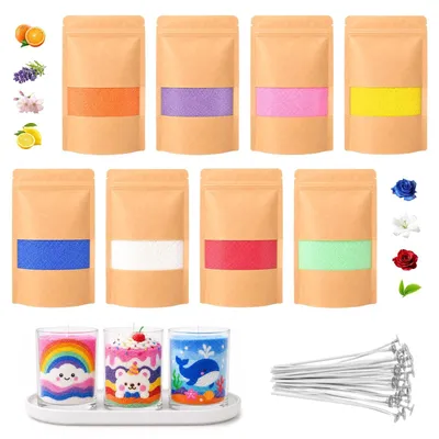 Image de Solidchoice - Kit de fabrication de bougies avec sable, comprenant 8 couleurs et 20 mèches