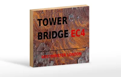 Produktbild von Holzschild London 18x12cm Westminster Tower Bridge EC4