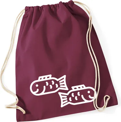 Produktbild von Huuraa Turnbeutel Fische Sternzeichen Symbol 12 Liter Burgundy Baumwolle Rucksack Geschenkidee
