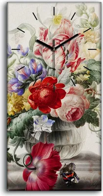 Produktbild von Leinwand Wanduhr Wandkunst Uhr 30x60 Gemälde Vase Blumen Pflanzen Kunst - schwarze Hände