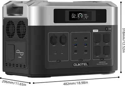 Obrázek produktu pro Přenosná powerbanka – B20000E – 2048 Wh LiFePO4 – 2200 W čistý sinusový výstup AC – solární generátor – 1 kus – bílá