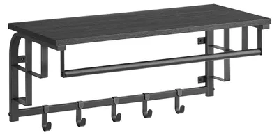 Produktbild von Wandgarderobe mit 5 Haken – Flur-Organizer – platzsparend – Schwarz – 30 x 66 x 27 cm