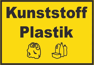 Produktbild von Kunststoff Plastik Mülltrennung Schild Text Symbol shopping bag waagerecht A5 (148x210mm)