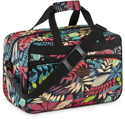 Produktbild von Zagatto Kleine schwarze Reisetasche mit Blumenmuster Zagatto ZG767 BASIC AIR schwarz Reisetasche RYANAIR WIZZAIR und mehr 40x20x25 cm 20L Handgepäck Handtasche Sporttasche Mehrzwecktasche Fitnesstasche Wochenendtasche Umhängetaschen bunte Reisetasche für Flugzeuge