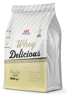 Produktbild von Whey Protein Pulver Eiweißpulver | XXL Nutrition Whey Delicious Vanille 2500 g | Shake aus Isolat & Konzentrat für Muskelaufbau & Fitness