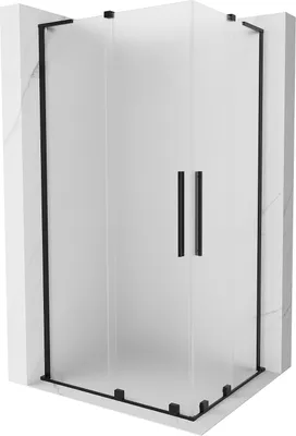 Image de Mexen Velar L Duo cabine de douche coulissante 90 x 80 cm, givrée, noire - 871-090-080-02-33-70