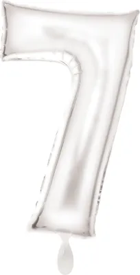 Obrázek produktu pro Fóliový balónek číslo 7 bílý metalický - 83 cm