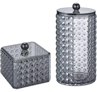 Produktbild von 2 Stück Acryl-Watttuch-Organizer – Kosmetikbox mit Deckel für das Badezimmer