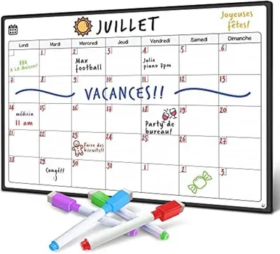 Productafbeelding van PromoHome® Magnetisch whiteboard en maandkalender – Wit – Organisatietafel voor de koelkast – Inclusief 4 kleurmarkeerstiften en een gum