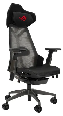 Obrázok produktu pre ASUS ROG Destrier Ergo, sedadlo z pletiva, Sieťovinová opierka chrbta, Čierna, Šedá, Hliník, Čierna