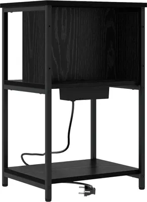 Image de vidaXL Table de chevet noire aspect chêne 38 x 31 x 61 cm en aggloméré