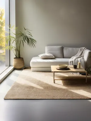 Zdjęcie produktu dla Dywan jutowy do salonu 190x280cm, naturalny beżowy dywan z juty
