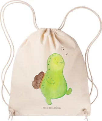 Produktbild von Mr. & Mrs. Panda Turnbeutel Schildkröte Pfeifen - Transparent - Geschenk, Depression, gymnastiktasche, Stoffbeutel, Spazieren, Schildkröten, Jutebeutel, Beutel