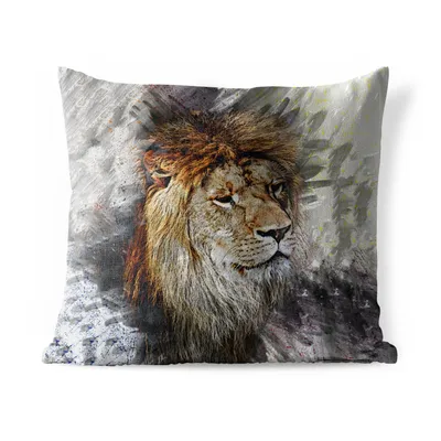 Produktbild von MuchoWow® Outdoor Kissen - Löwe - Muster - Farben - 50x50 cm - Wetterfest - Lounge Kissen - Komfortabel - Kissen mit Bild