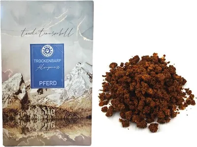 Produktbild von Paul & Paulina Trockenbarf Almgenuss pur 100% Pferd 2kg gewolft + getrocknet