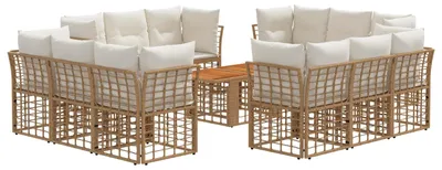 Produktbild von vidaXL Gartensofa-set 13 stk. Natürlich und Cremweiß Poly-Rattan