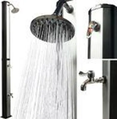 Produktbild von 35L mit Fußdusche–schwenkbarer Regenduschkopf–bis 60°C Schwarz/Silber
