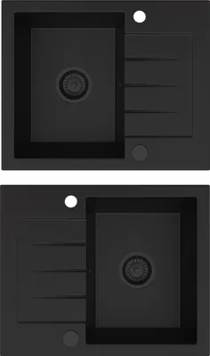 Produktbild von Granitan | Granitspüle - Spülbecken - 57,4x46,4 cm - Schwarz - Mischbatterie PRESTIGE - mit Zubehörset und Abtropfgestell - MILANO