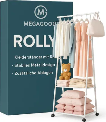 Produktbild von Kleiderständer mit Rollen stabil Metall Dreieck-Design Höhe 170 cm DE.