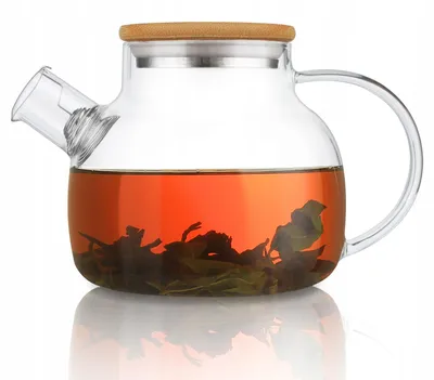 Produktbild von CnGlass Glas-Teekanne 900ml mit Bambusdeckel und Infuser