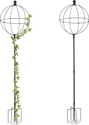 Produktbild von Famanu Pflanzenstütze Set von 2 - 174 x 42 cm - Metall - Freistehende Rankhilfe - Schwarz
