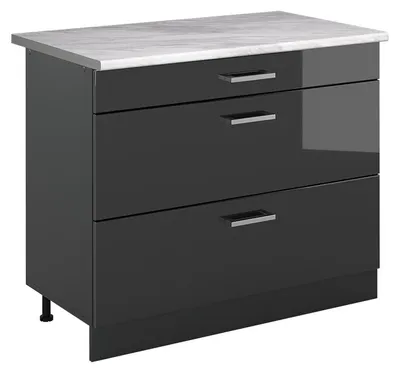 Immagine prodotto di Mobiletto base per cucina Vicco R-Line Antracite lucido/Antracite 100 cm piano di lavoro Marmo, Model 71546