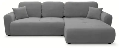 Image de Selsey Olido - Canapé d'angle convertible en L avec coffre de rangement, en velours gris