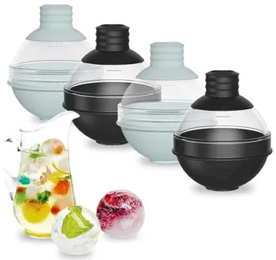 Produktbild von Große Eisballformen für Whiskey und Cocktails – Silikon-Eiswürfelbehälter mit Deckel und Trichter