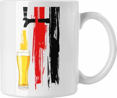 Produktbild von Trendation - Bier Geschenke für Männer Tasse mit Deutschlandflagge und Bier Grafik (Weiß)