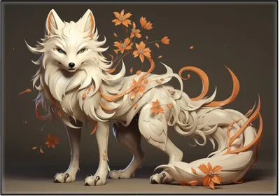 Produktbild von Wallario Wandbild Magischer Fuchs mit floralen Details, Größe: 70,30 x 100,30 cm, Poster mit schwarzem Aluminiumrahmen
