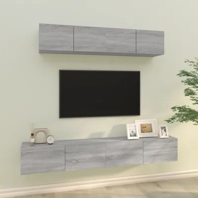 Produktbild von The Living Store 4-tlg. TV-Schrank-Set Grau Sonoma Holzwerkstoff