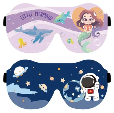 Produktbild von Set mit 2 Kinderschlafmasken, 3D-Schlafbrillen für Kinder, weich mit verstellbarem Kopfband, Schlafmaske für Jungen und Mädchen für Reisen, Nickerchen und Camping.