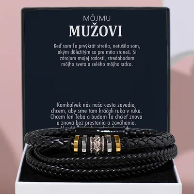 Produktbild von Pánsky kožený náramok s citátom Môjmu Mužovi – LUCIAN_LEATHERBRACELET