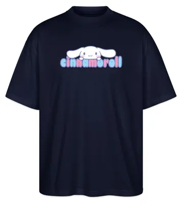 Produktbild von Spreadshirt Cinnamoroll Guckt Über Schriftzug Oversize Uni T-Shirt, L, Navy