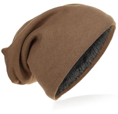 Produktbild von Strick Beanie Unifarbe Braun-L