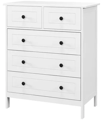 Produktbild von Kommode mit 5 platzsparenden und kippsicheren Holzschubladen, 74 x 40 x 91 cm, Wei?