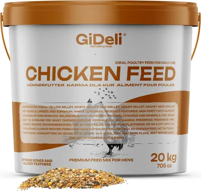 Obrázek produktu pro GiDeli krmivo pro slepice 20 kg v kbelíku – kompletní krmivo pro nosnice pro optimální snášku