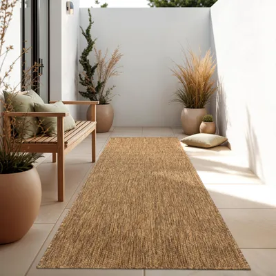 Produktbild von In- & Outdoor Teppich Flachgewebe einfarbig modern wetterfest für Terrasse Küche Grösse 80x150 cm