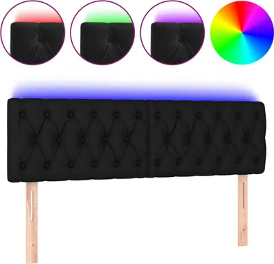 Produktbild von vidaXL LED Kopfteil Schwarz 160x7x78/88 cm Stoff