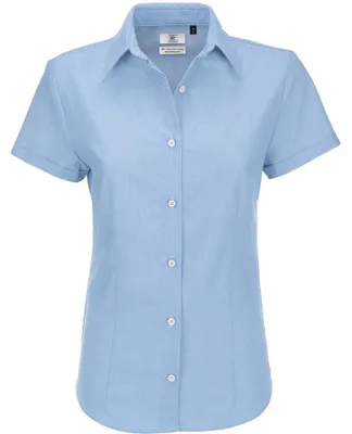 Image de Chemisier Oxford pour femmes B&C, manches courtes FK123 (2XL) (bleu)