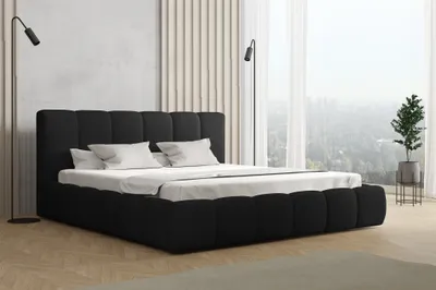 Produktbild von Polsterbett Doppelbett GIULIA Komplettset 180x200cm Stoff Freya Schwarz