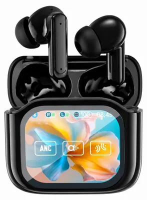 Produktbild von INF Farbdisplay ANC Kopfhörer mit Geräuschunterdrückung für Huawei, Samsung, APPLE – Smart Touch & Lange Akkulaufzeit Schwarz