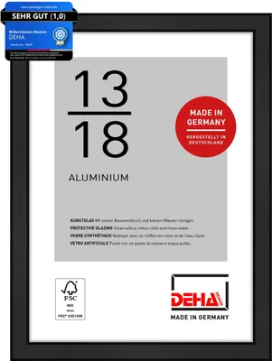Produktbild von DEHA Design Aluminium Portraitrahmen, Bilderrahmen Boston, 13x18 cm, Eloxal Schwarz Matt