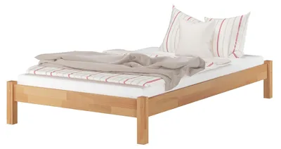 Produktbild von Futonbett Einzelbett natur 120x200 Bettrahmen Buche-Bettgestell massiv Zubehör wählbar V-60.84-12ohne Zubehör