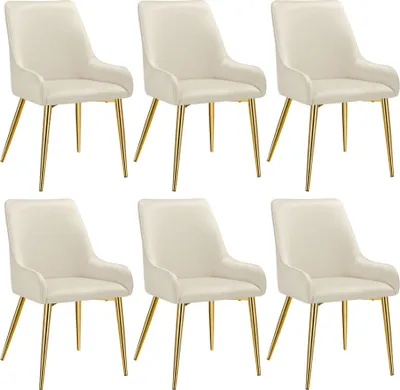 Image de Chaise rembourrée Avane, aspect velours, capacité de charge 120 kg - beige, Lot de 6