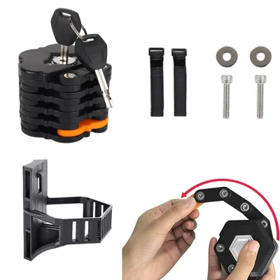 Produktbild von Kettenschloss - Fahrradschlösser - Fatbike-Schloss - Mit Halterung und 2 Schlüsseln - für E-Bikes, Motorräder und Mountainbikes - 78 cm